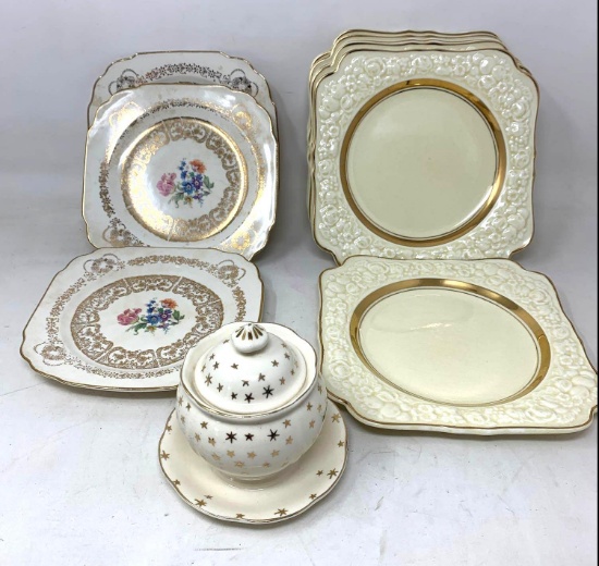 China Plates, Lidded Jam Jar and Underplate