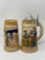 2 Ceramic Steins- One with Metal Lid