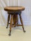 Antique Wooden Organ Stool with Ball & Claw Feet