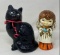 Ceramic Cat and Angel Figures