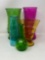 5 Colored Glass Vases