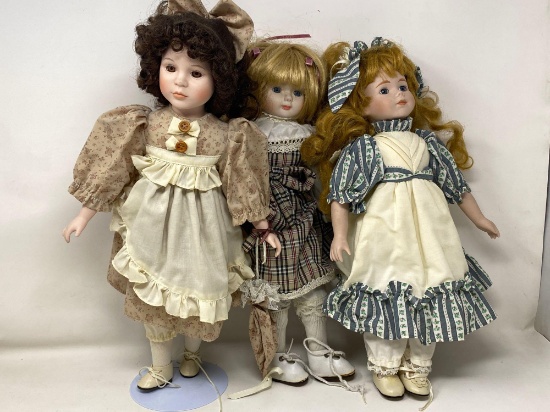 Grouping of 3 Porcelain Dolls