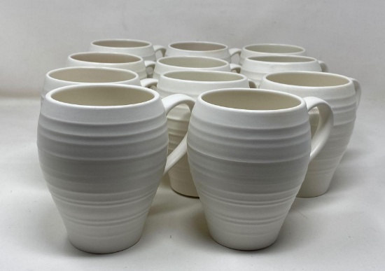 11 Mikasa "Swirl White" Coffee Mugs