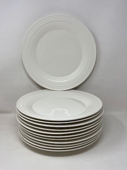 12 Mikasa "Swirl White" Dinner Plates
