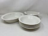 Noritake Ivory China 4 Soup Bowls, Gravy Boat and Open Vegetable Bowl