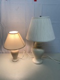 2 White Base Table Lamps