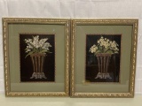 Pair of Framed Floral Arrangements in Urns Prints