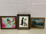 Oil Painting, Bird Print and Cross-Stitch Boy with Geese