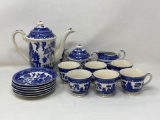 Blue Willow Type Tea Set