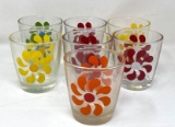 7 Vintage Sour Cream Flower Glasses