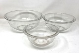 3 Graduated Clear Glass Mixing Bowls