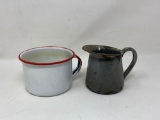 Enamel Cup and Creamer