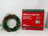 Christmas Ornaments/Decorations, Light Set and Wreath