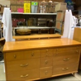 Mid Century 1950's Triple Dresser with Mirror