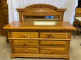 Broyhill Pine Dresser with Large Mirror