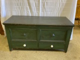 Antique Type Country Style Green Blanket Chest