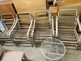 4 Metal Patio Chairs and drink table