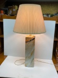 Marble Type Base Lamp with Pleated Shade