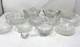 Grouping of Clear Glass Bowls and Ladle