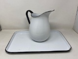 Agateware Pitcher and Tray
