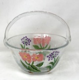 Hand Painted Crackle Glass Basket