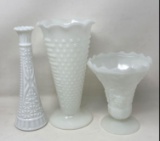 3 Milk Glass Vases