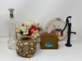Coaster Set, Glass Bottle, Vase, Candle with Ring, Miniature Pump and Wall Decor
