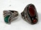 2 Silver and Stone Rings