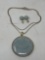 Vermeil and Jade Pendant Necklace and Earrings