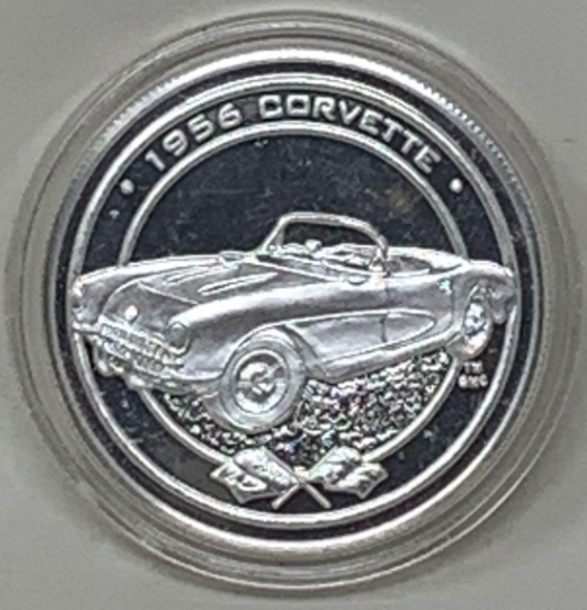 Corvette Car Street Thunder Series 1oz. 999 Fine Silver Art Round