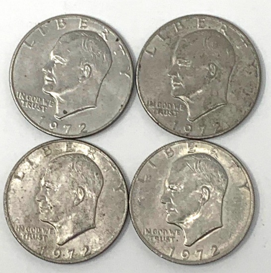 Four 1972 Eisenhower Dollar Coins