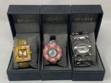 Quartz Fashion Wrist Watches, Lot of 3