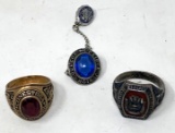 Gold and Sterling School Rings and Pin