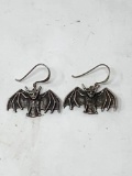 Unmarked Silver Bat shape Earrings