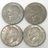 Four 1972 Eisenhower Dollar Coins