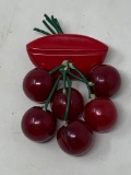 Bakelite or bakelite type Cherry Cluster Pin