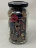 Vintage Buttons in Clear Glass Atlas Mason Jar