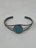Sterling Cuff Bracelet with Turquoise Center