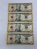 One Sheet of 4 Uncut US $10 Bills