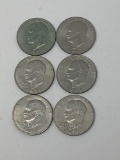 Six 1971 Eisenhower Dollars