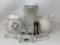 Lead Crystal Candle Holders and Knife Rests ; Glazed pitcher and jar, and more