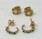 14K Yellow Gold with Emerald and Diamond; 18K YG Floral with Pearl Earrings