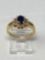 14K Yellow Gold Ring with Blue Sapphire, size 7