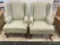 Upholstered Wing Back Chairs, Queen Anne Style Feet