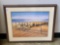 Framed Watercolor Painting on Bikes on Boardwalk By Ocean by W. Kline