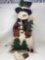 Wood Craft Snow Man with Electric Lighted Candle