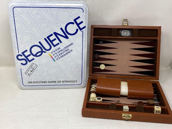 2 Game Sets; SEQUENCE and Back Gammon (in beautiful travel case)
