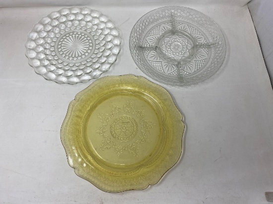 Vintage Federal Type Glass Spoke Depression and other Platters