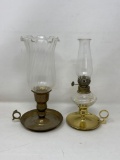 Brass Base Oil Lantern and Candle Holder