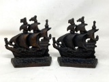 Pair of Cast Ship, Elizabethan Gallions, Bookends